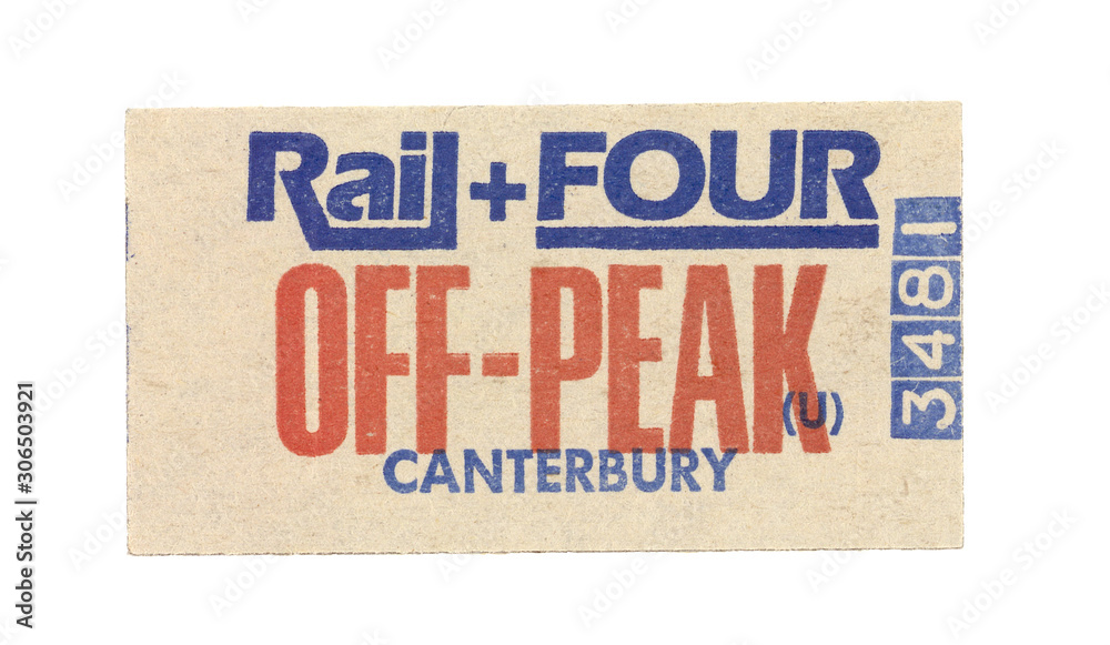 Fahrkarte train ticket Zug Bahn Bus vintage retro Englisch rot beige alt OffPeak Rail Four