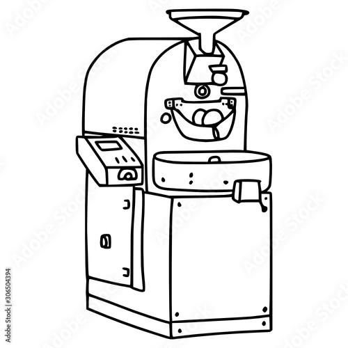 coffee roaster machine doodle line vector