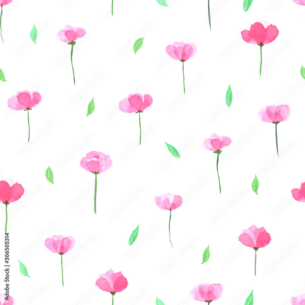 Floral watercolor seamless pattern background design. Vector illustration.