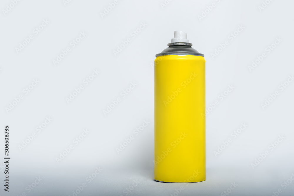 Yellow spray can for spray on a white background. No inscriptions. Yellow spray can for spray on a white background. No inscriptions.