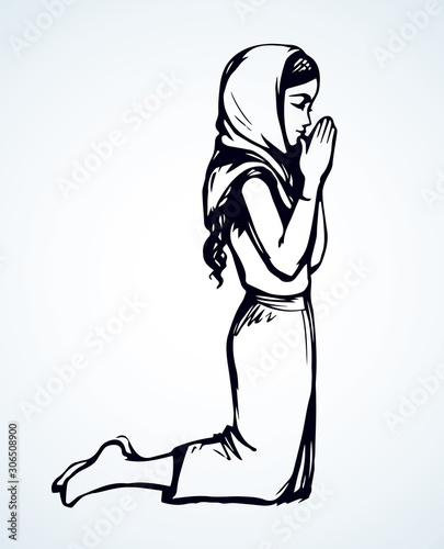 Vector image of the praying girl