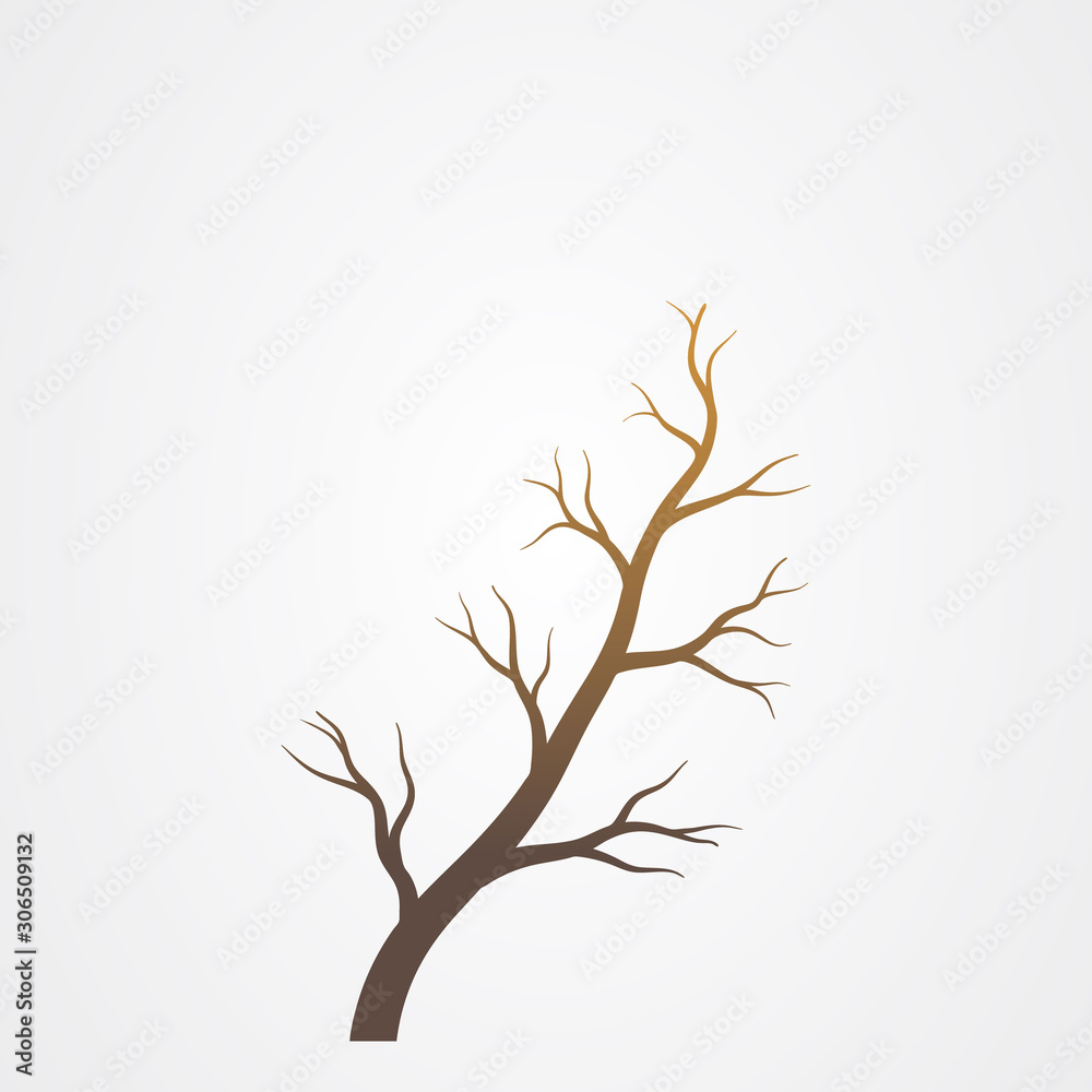 Tree branch without leaves silhouette. Tree branch vector illustration.