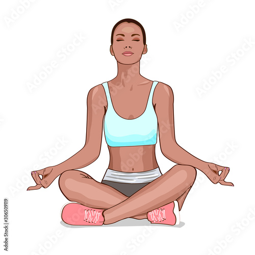 young woman doing yoga. Wall stickers
