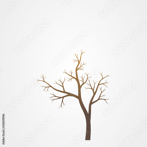 Tree branch without leaves silhouette. Tree branch vector illustration.
