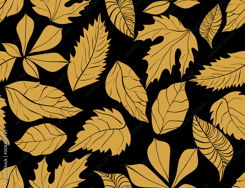 Hand drawn vector seamless pattern with leaf. Decorative template texture with autumn leaf, background Hand drawn vector seamless pattern with leaf. Decorative template texture with autumn leaf, background