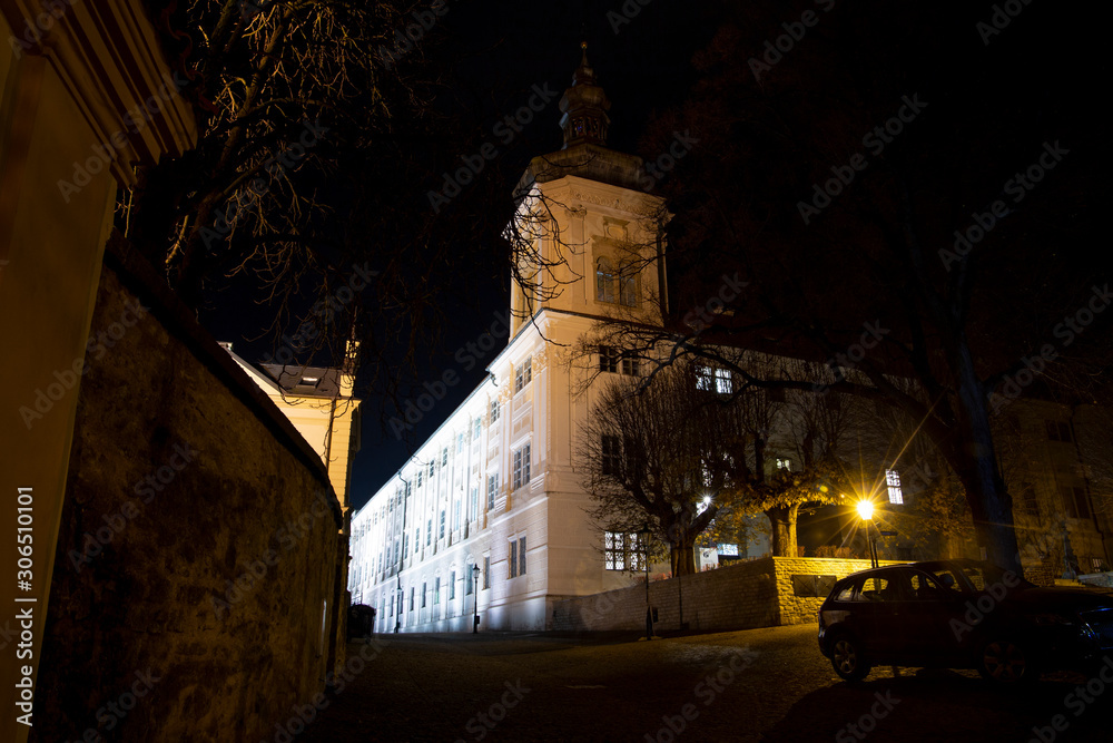 Fototapeta premium Night street in Kutna Hora (Kuttenberg), Czech republic.