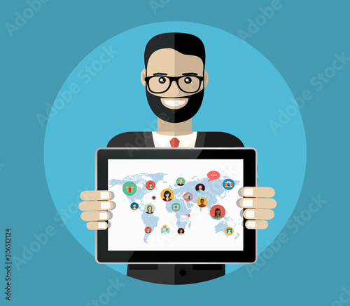 newspaper on a laptop Vector illustration in flat design