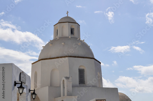 White temple on the Santorini island in Greece