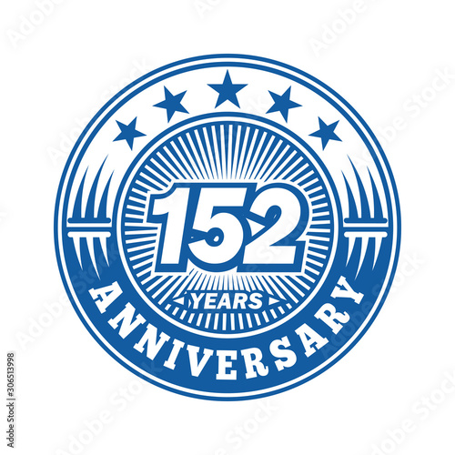 152 years logo. One hundred fifty two years anniversary celebration logo design. Vector and illustration.