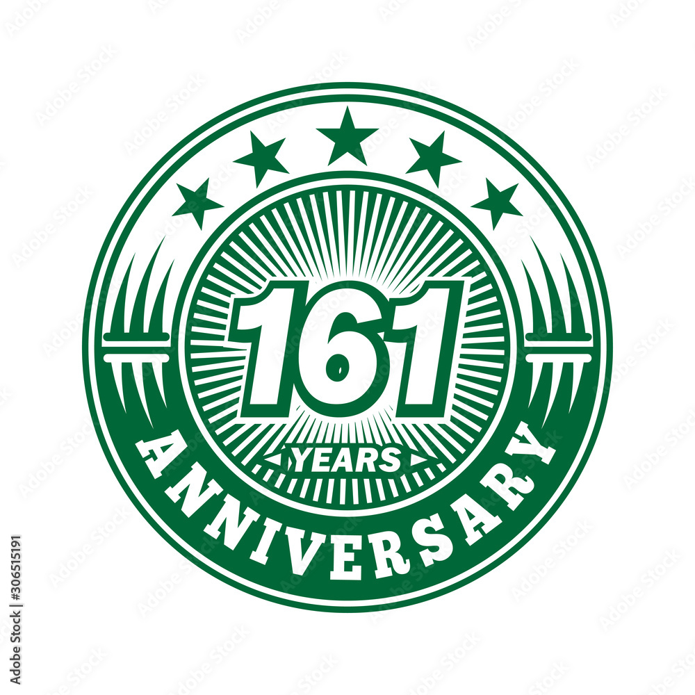 161 years logo. One hundred sixty one years anniversary celebration logo design. Vector and illustration.