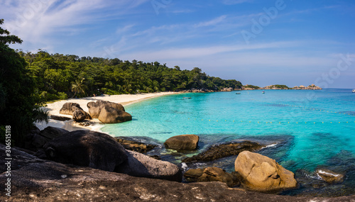 A beautiful tropical sandy beach and ocean on a small island (Similan Islands, Thailand)