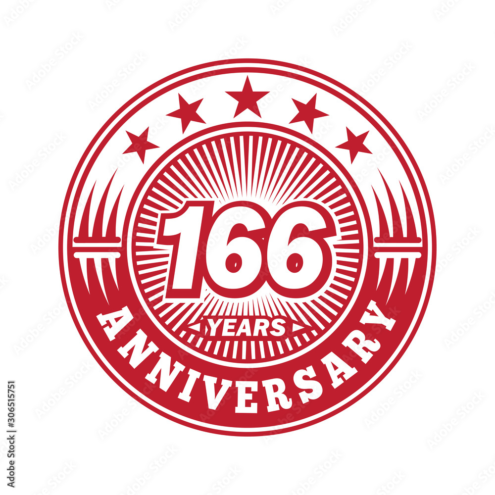 166 years logo. One hundred sixty six years anniversary celebration logo design. Vector and illustration. 166 years logo. One hundred sixty six years anniversary celebration logo design. Vector and illustration.