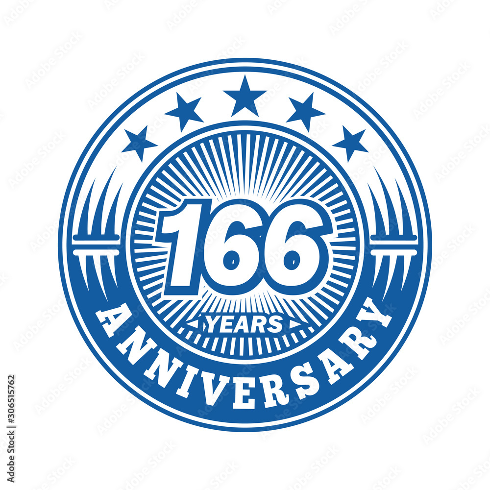 166 years logo. One hundred sixty six years anniversary celebration logo design. Vector and illustration.