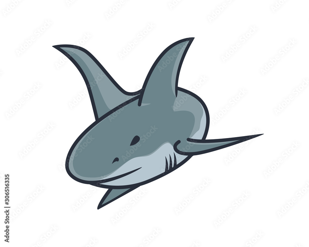 Detailed Swimming Shark with Scary Face Illustration Detailed Swimming Shark with Scary Face Illustration