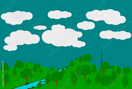 green forest without pollution with shady trees