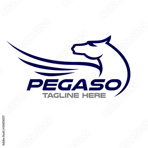 Modern pegasus logo. Vector illustration.
