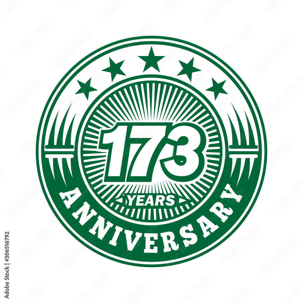 173 years logo. One hundred seventy three years anniversary celebration logo design. Vector and illustration.