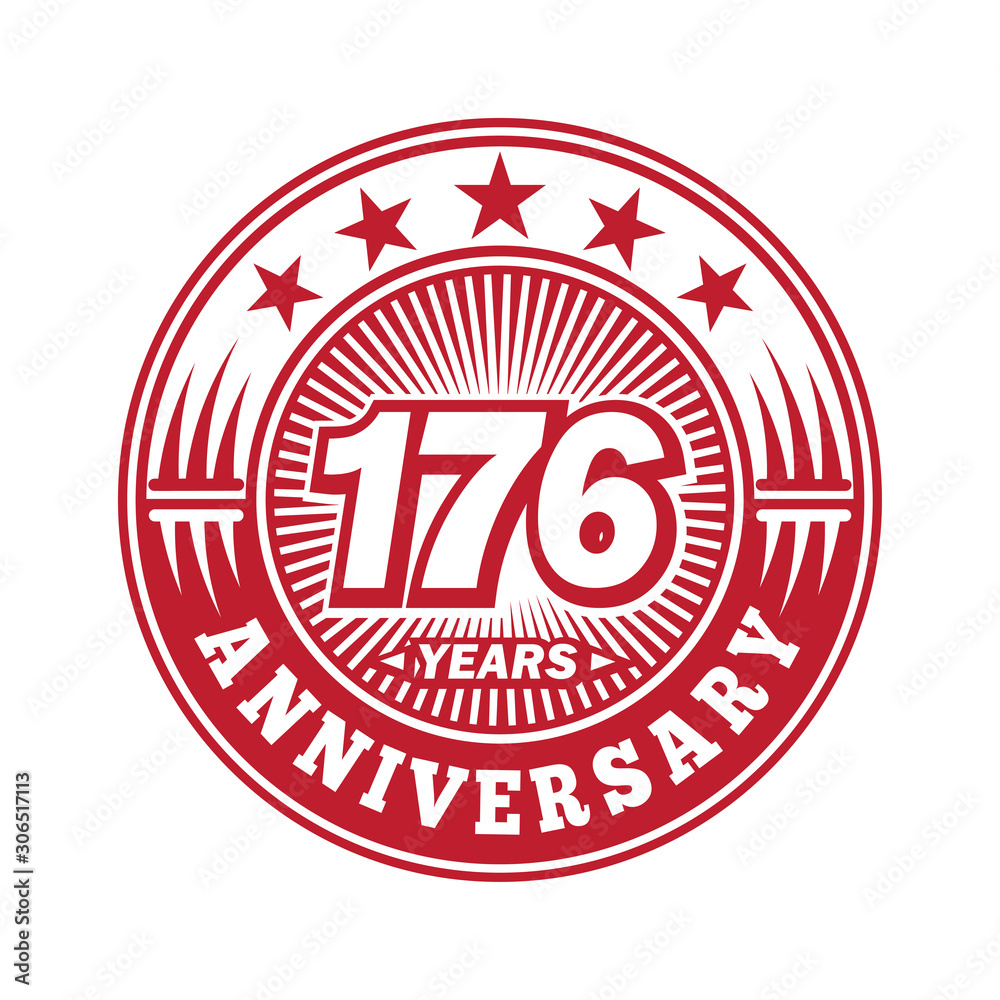 176 years logo. One hundred seventy six years anniversary celebration logo design. Vector and illustration. 176 years logo. One hundred seventy six years anniversary celebration logo design. Vector and illustration.