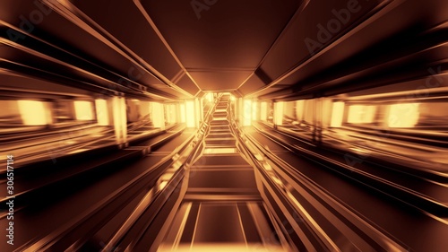 futuristic scifi space hangar tunnel corridor with glass windows 3d rendering background wallpaper,