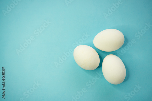 selective focus, a few white chicken eggs