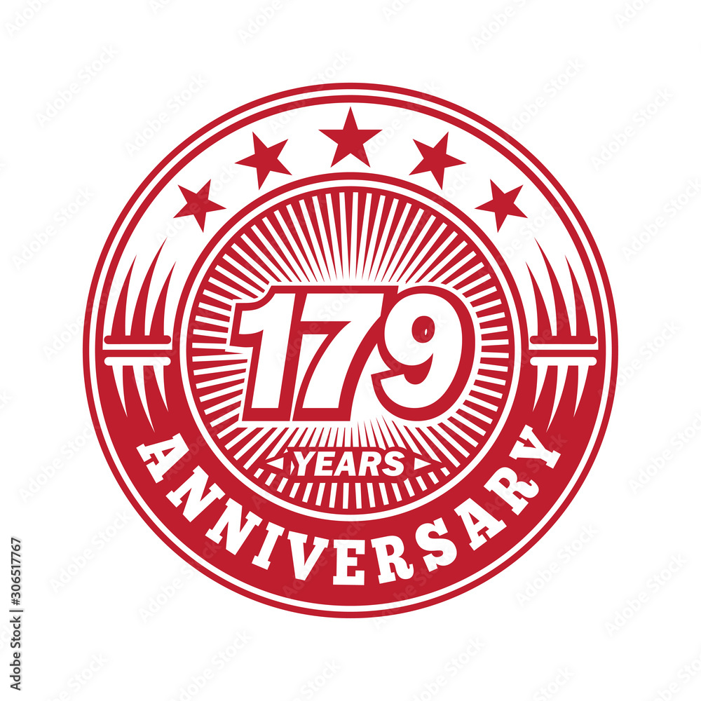 179 years logo. One hundred seventy nine years anniversary celebration logo design. Vector and illustration. 179 years logo. One hundred seventy nine years anniversary celebration logo design. Vector and illustration.
