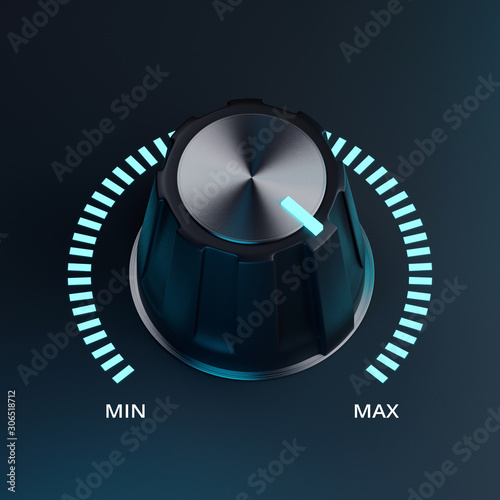 Obraz na płótnie black volume knob on maximum, 3d render