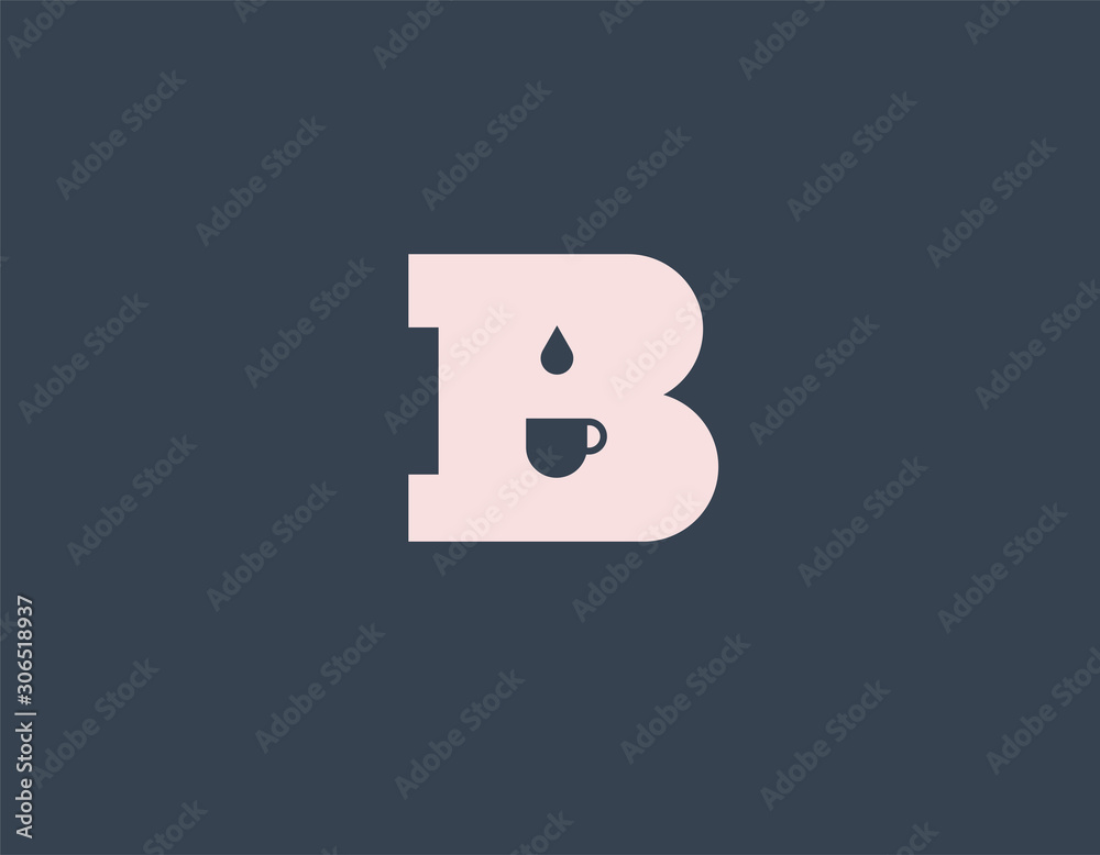Creative abstract logo letter B and coffee mug or tea mug element for your business company