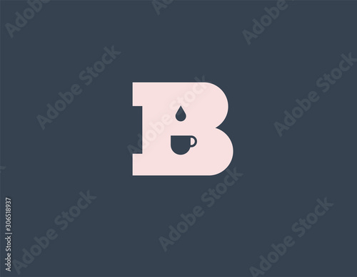 Creative abstract logo letter B and coffee mug or tea mug element for your business company