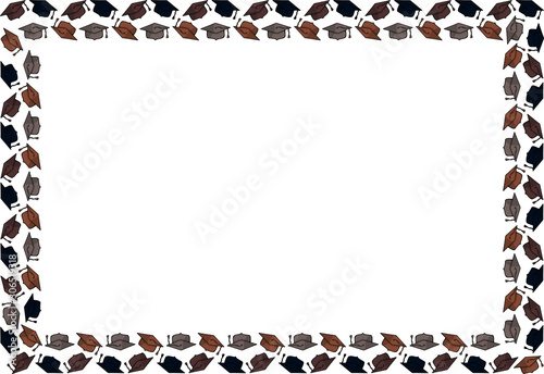 A frame from multi-colored square academic caps. Back to school. Vector.