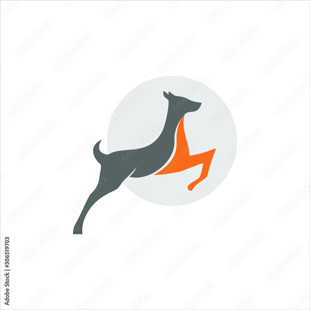 Obraz premium simple modern jumping deer vector. animal logo template. 