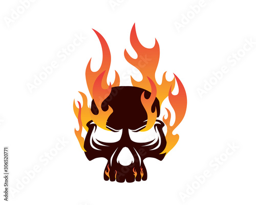 Skull on Fire Illustration Vector