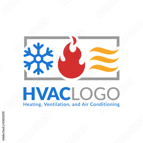HVAC logo design, heating ventilation and air conditioning logo or icon template.