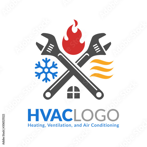 HVAC logo design, heating ventilation and air conditioning logo or icon template.