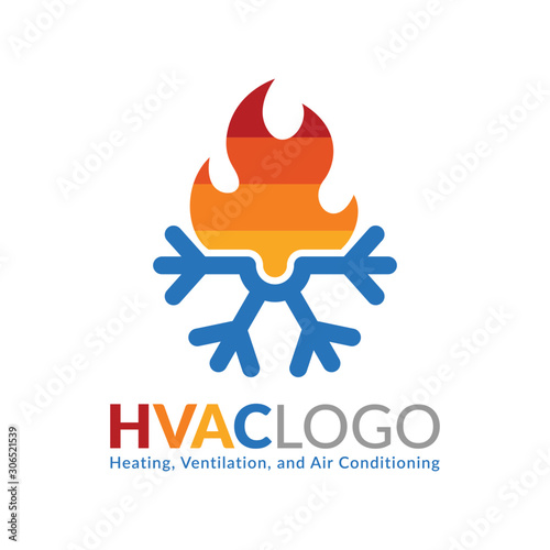 HVAC logo design, heating ventilation and air conditioning logo or icon template.
