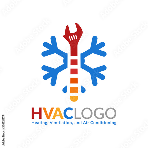 HVAC logo design, heating ventilation and air conditioning logo or icon template.