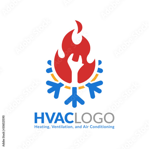 HVAC logo design, heating ventilation and air conditioning logo or icon template.
