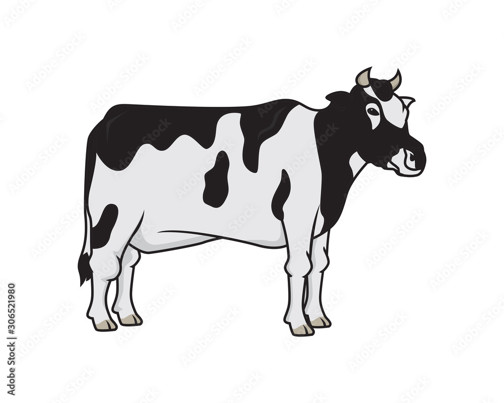 Detailed Cow with Standing Gesture Illustration Detailed Cow with Standing Gesture Illustration