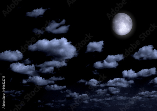 The moon in the night sky