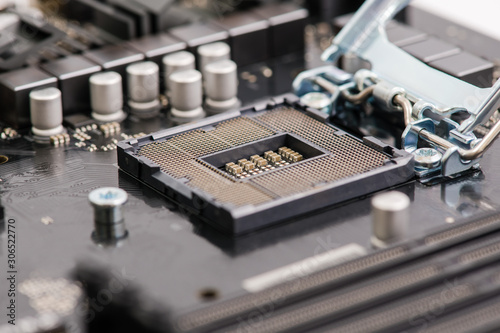 Close-up of cpu socket on motherboard Computer PC