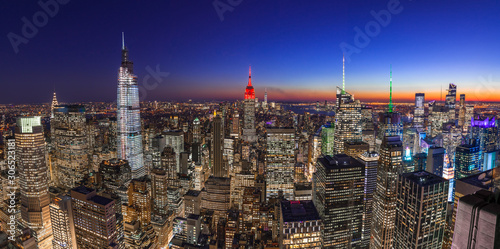 New York City Manhattan midtown buildings skyline evening night