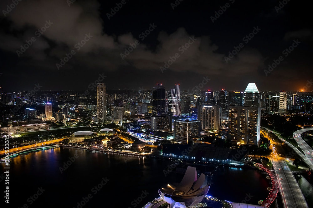 Singapore - January 7 2019: Marina Bay in Singapore by night