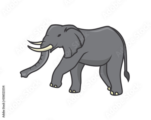 Detailed Elephant with Standing Gesture Illustration © mayantara