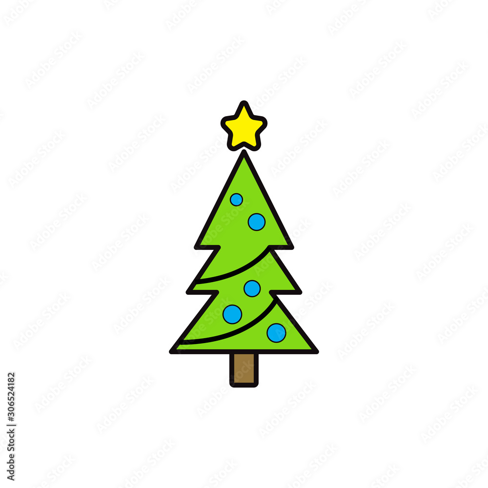 Christmas tree flat icon. Design template vector Christmas tree flat icon. Design template vector