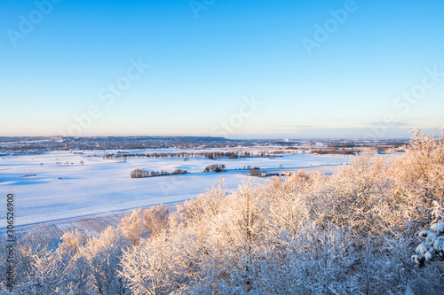 Wintry landscape view over the countryside