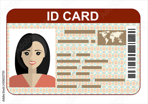 ID Card. Flat design style.