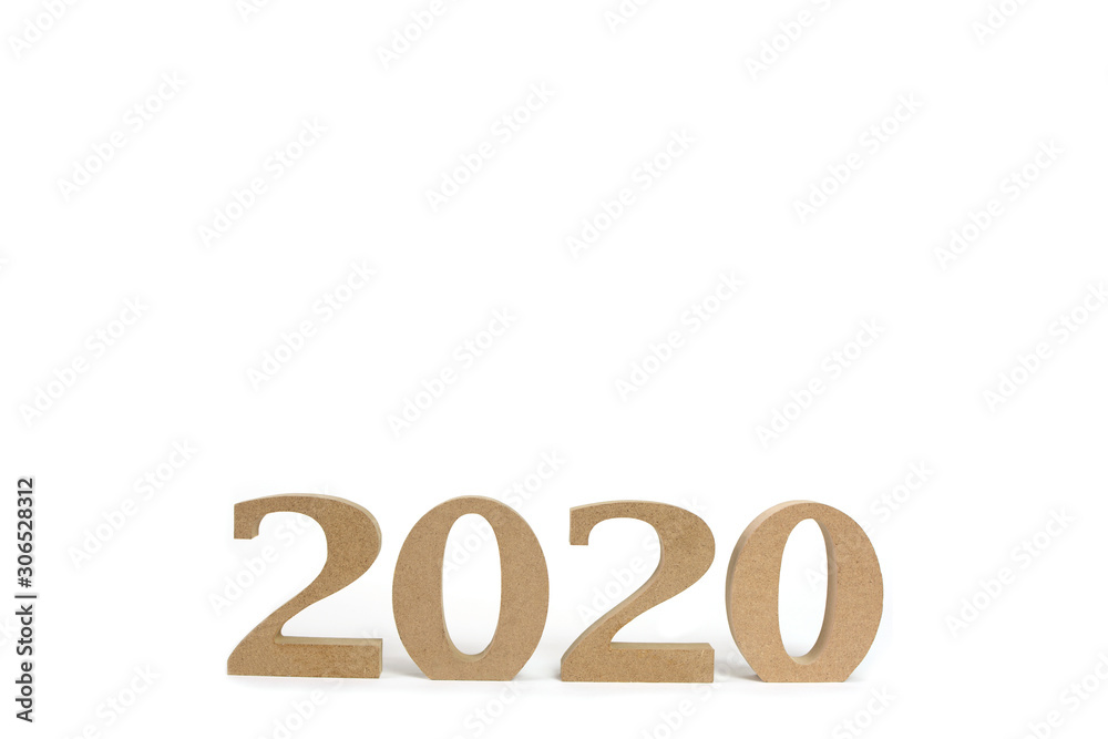 2020 new year greeting card. 2020 wooden numbers, isolated on white background. 2020 new year greeting card. 2020 wooden numbers, isolated on white background.