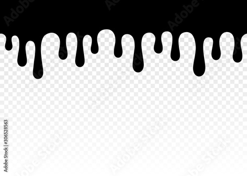 Paint dripping. Dripping liquid. Paint flows. Current paint, stains. Current drops. Current inks. Vector illustration. Color easy to edit. Transparent background.