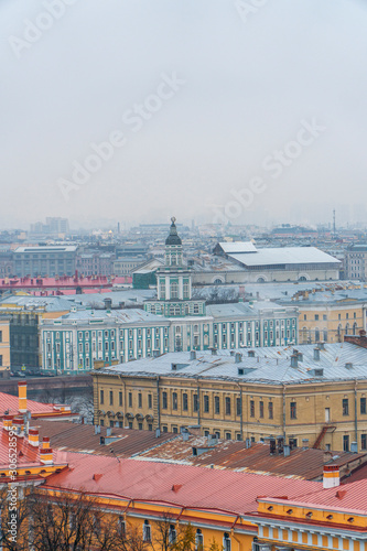 Top view on the roofs of St. Petersburg in late autumn.