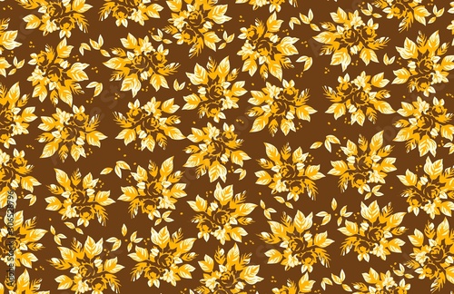 flowers seamless pattern on brown background. photo