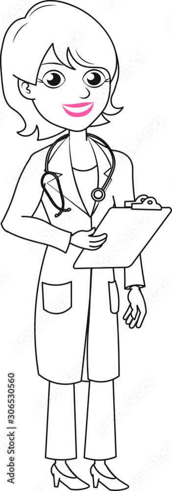 A beautiful female doctor nurse standing with a clipboard in hand test reports task list stethoscope on the neck A beautiful female doctor nurse standing with a clipboard in hand test reports task list stethoscope on the neck